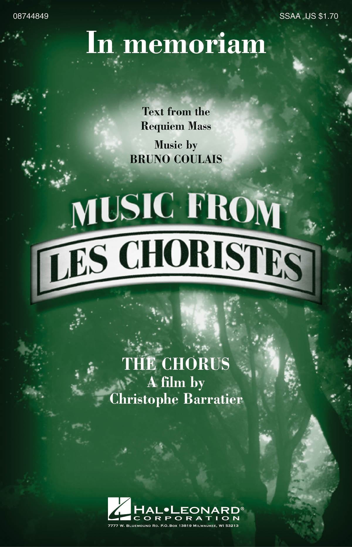 In Memoriam - Les Choristes Bruno Coulais Partition Chœur